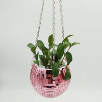 Vente en gros de jardinières modernes personnalisables en miroir à fond plat avec chaîne de suspension, pot en maille fixe pour jardin ou usage domestique