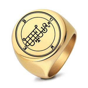 Bague ronde en acier inoxydable pour homme, 22 mm, motif note de musique dorée, bijou cadeau - Product Image 1