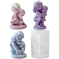 Fête des Mères Moule en Silicone DIY Portrait Bougie Aromathérapie Plâtre Statue Cire Parfumée Résine Artisanat Kit Fête des Mères Bougie Moule