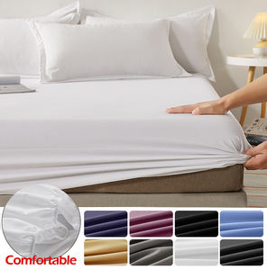 Lenzuola da <span class=keywords><strong>letto</strong></span> bianche elastiche coprimaterasso fascia antiscivolo regolabile singolo doppio copriletto copriletto copricostume re 160/180x200 - Product Image 2