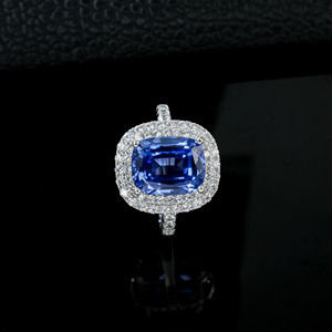 Bague pour femme en argent S925 plaqué rhodium avec saphir classique - Product Image 3