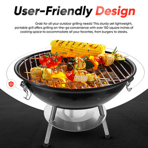 <span class=keywords><strong>Barbecue</strong></span> portable au charbon de bois de 14 pouces <span class=keywords><strong>pour</strong></span> camping en plein air avec couvercle à verrouillage 3 points <span class=keywords><strong>pour</strong></span> la conservation de la chaleur - Product Image 6