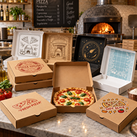 Boîte à pizza en kraft biodégradable écologique de 7 à 18 pouces, emballage alimentaire en carton ondulé épais pour livraison à chaud, certifiée CE