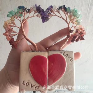 Hand Woven <b>Crystal</b> Heart Shape Money <b>Tree</b> Ornament For Living Room Valentine'S Day Decorations - Product Image 2