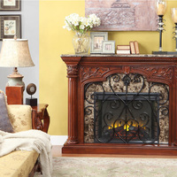 Cheminée électrique en bois massif de style américain avec manteau en marbre, pour salon, meuble décoratif d'entrée
