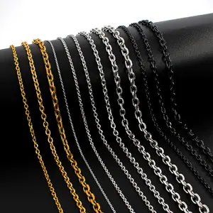 1.5Mm/2Mm/3Mm/4Mm/5Mm/6Mm Batch Angle Chain Black Steel Gold Color Waterproof Necklace