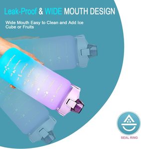 Eco Friendly Custom Bpa Free Drinking Sport 2L 64Oz Plastic Motivational Water <b>Bottles</b> With Time Marker Straw Strainer - Product Image 2