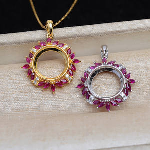 เงินแท้ S925 ประดับทับทิมสีชมพูทรงมาร์คีส์ ขนาด 11.7 มม. พร้อมถาดเปล่าสำหรับงานกึ่งสำเร็จรูป อัญมณีแร่ธาตุ JG5315 - Product Image 4