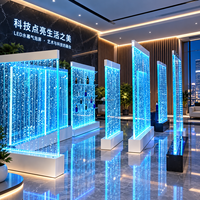 Mur d'eau en acrylique incurvé sur mesure, avec LED RGB changeantes de couleur, écran d'eau incurvé, cloison pour hall d'hôtel