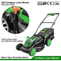 Mesin Pemotong Rumput Listrik Tanpa Kabel Bertenaga Baterai Lithium 20V/40V, Dorong Manual, Pemotong Rumput Taman, Mesin Pemotong Rumput dengan Motor Tanpa Sikat