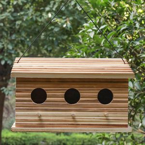 Nid d'oiseau en bois pin bois oiseau <span class=keywords><strong>miniature</strong></span> maisons pour extérieur maison d'oiseau en bois - Product Image 3