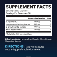 Capsules de L-Arginine pour Hommes Adultes Marque Blanche – Soutien à l'Acide Aminé et Précurseur d'Oxyde Nitrique pour la Vascularisation et l'Endurance (60 gélules)