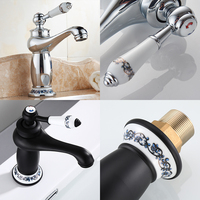 Robinet de lavabo monocommande chaud/froid en laiton de style antique européen de haute qualité, à montage sur pont, avec cartouche céramique