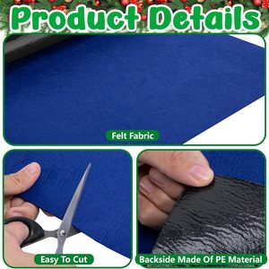 Tapis de Présentation de Village de Noël en Feutre, Découpable, Antidérapant, Bleu, pour Décorations de Noël DIY - Product Image 3