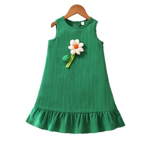 ชุดเดรสฤดูร้อนลายดอกไม้ 3 มิติ แขนกุด แต่งระบายชายกระโปรง สำหรับเด็กวัยหัดเดิน เด็กผู้หญิง สวมใส่สบายๆ ในชีวิตประจำวัน - Product Image 5