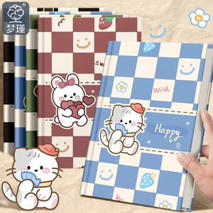 Carnet de notes créatif à couverture plate en papier rétro fait main, motif chaton, reliure durable, pour la vente en gros - Product Image 1
