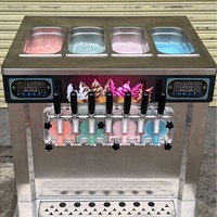 Tafelmodel ijsmachine van roestvrij staal, multifunctioneel voor softijs, frozen yoghurt, smoothies, ijskoffie en fruitflavours.