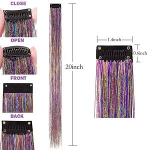 Accessoires d'<span class=keywords><strong>extension</strong></span> Fujia personnalisés DIY Festival Hair Laser Glitter Gold Tressage Sparkle Shiny <span class=keywords><strong>Clip</strong></span> in Hair Tinsel - Product Image 5