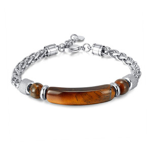 Bracelet en pierre naturelle de chaîne d'acier inoxydable de nouvelle conception de haute qualité pour les hommes JBS12855 - Product Image 1
