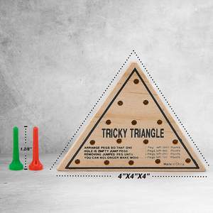 Juego familiar único de noche, paquete de 12 viajes, divertido juego de mesa triangular de madera, peones, clavijas o piezas, juguete de estrategia - Product Image 3