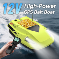 Bateau à appâts de pêche télécommandé avec éclairage LED de nuit, capacité de charge de 2 kg, portée de 500 m, double moteur, bateau en plastique, distributeur d'appâts