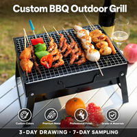 Barbecue portable pliable en acier inoxydable avec revêtement en poudre, sans fumée, pour le camping et les pique-niques en plein air