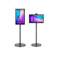 Moda movimiento libre con ruedas 21,5 23,8 27 32 pulgadas pantalla táctil quiosco Android exposición video en vivo tótem de pantalla táctil móvil