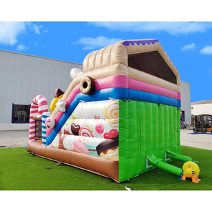 Grand toboggan gonflable rose pour aire de jeux, château gonflable à sauter, Candy Land, toboggan gonflable à double voie pour enfants - Product Image 4