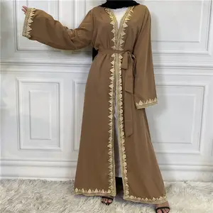 Fashion Dubai Muslim Robe Islamic Clothes Dubai Abaya Embroidery Robe Women Casual Cardigan Islamic Long Dress