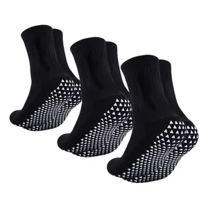 Wholesale Unisex Men Bamboo Black Eco Friendly Long Antislip Soccer High Compression Sports Socks With Non Anti Slip Grip Logo