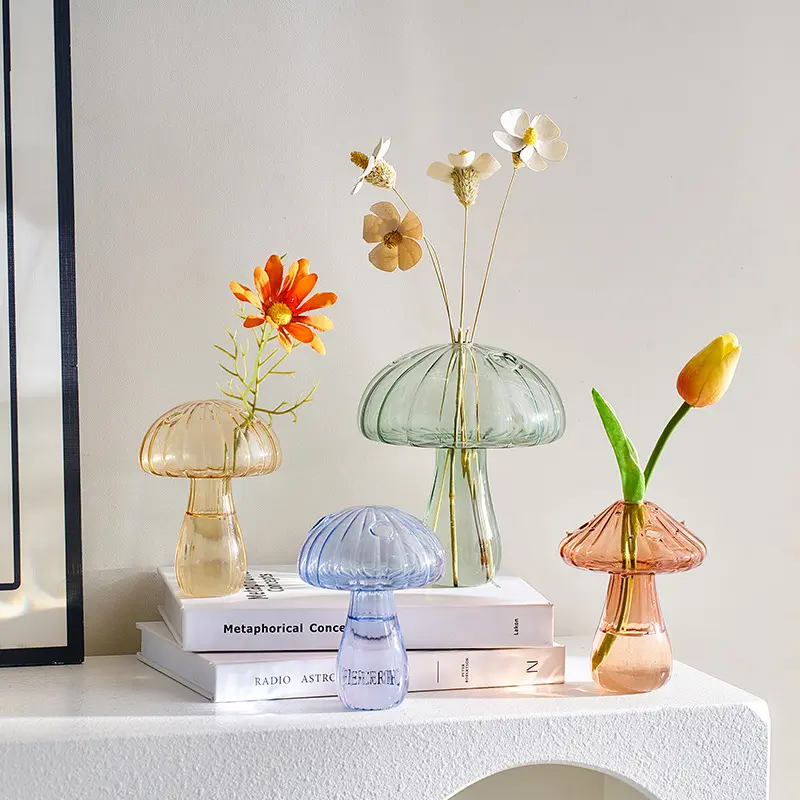 Mushroom Glass Vase Aromatherapy Bottle Creative Home Hydroponic Flower Table Modern Decoration