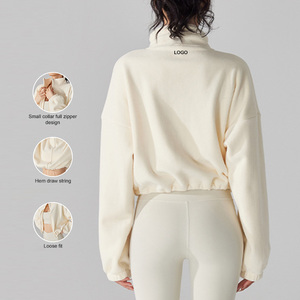 YC258 <strong>Winter</strong> Sweater Sports <strong>Jacket</strong> Women Thick Stand-up Collar Zip Fleece <strong>Jacket</strong> Drawstring Hem <strong>Running</strong> Top - Product Image 5
