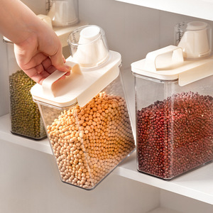Food <b>Storage</b> <b>Jar</b> Rectangle Clip-on Lid 1100ml 1800ml 2300ml Airtight <b>For</b> Grains Tea <b>Kitchen</b> Use - Product Image 2