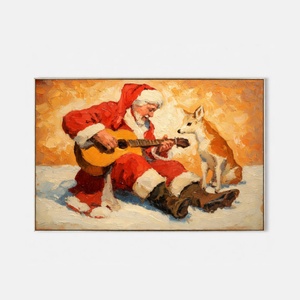 Arte Festivo de Invierno, Lienzo Texturizado de Santa Claus, Arte Mural Realista con Textura 3D en Lienzo, Pintura Decorativa Hecha a Mano - Product Image 6