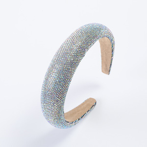 Serre-têtes de luxe en strass, en maille de haute qualité, accessoires capillaires larges pour mariage, vente en gros - Product Image 5