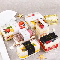 Recipiente para armazenar bolos, recipiente quadrado para armazenar bolos, sobremesa, doces, biscoito, embalagem doce, caixa transparente de plástico com tampa