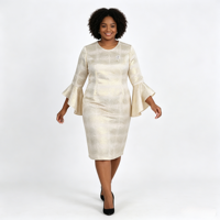 Robe de luxe élégante pour femme américaine grande taille, idéale pour les affaires et l'église, en brocart – Nouvelle collection en promotion