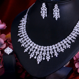 Conjunto de Joyería de Bisutería para Fiesta de Bodas, Estilo Árabe, con Circonitas Cúbicas en Forma de Borla, Color Oro Blanco, para Novia, Dubái - Product Image 5