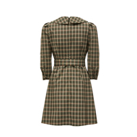 Robe longue vintage pour femmes, décontractée, respirante, taille empire, ceinture à boutons, col rabattu, polyester, douce, manches longues, style A