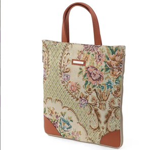 Vintage Floral Tapestry Tote Bag Retro Jacquard Woven Handbag with Faux Leather Handles <b>Large</b> Capacity Polyester Shoulder Bag - Product Image 1