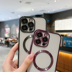 Ốp điện thoại <span class=keywords><strong>iPhone</strong></span> 15 14 13 cao cấp mạ điện trong suốt TPU, hỗ trợ sạc không dây từ tính, chống sốc, dành cho <span class=keywords><strong>iPhone</strong></span> 16 Pro Max - Product Image 3