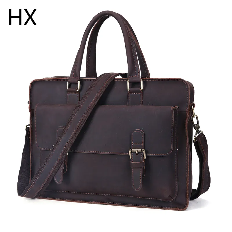 Grosir Cina tas Laptop kulit asli tas kerja pria tas Tote bisnis tas kulit sapi untuk pria tas Travel Messenger