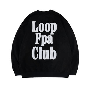 Pull à col rond en coton éponge à lettres, surdimensionné, uni, streetwear, pour couple, épaules tombantes, automne, vente en gros - Product Image 5