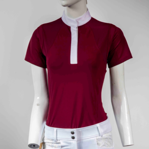 Chemise de concours équestre de luxe à manches courtes, anti-humidité, avec décoration patchwork, personnalisable - Product Image 1