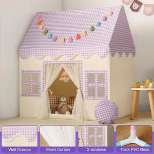 Nueva Carpa de Juego Interior para Niñas, Diseño a Cuadros Morados, Casa de Juegos para Niños Pequeños, Juguetes para Niños - Product Image 3