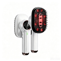 Peigne Masseur Vibrant Lumière Rouge & Bleue pour Cuir Chevelu, Brosse Nourrissante pour la Croissance des Cheveux, Appareil Portable Anti-Chute pour Soin du Cuir Chevelu