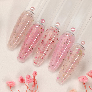 HEMA & TPO FREE Platinum Flower Gel Builder Colored Dry Flower Nail Extension Gel 15ML Builder Nail Gel Varnishes Custom Logo - Product Image 1