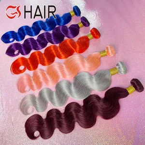 GS Hair Wholesale Raw Body Wave Color Vietnamese Hair Bundles,Double Drawn Pink Grey Red Blue Colored Hair Extensions