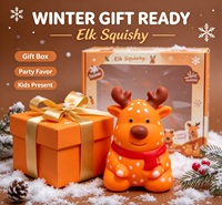 Jouet Squishy Mignon Élan Cerf de Noël Animal Doux Extensible à Remontée Lente Anti-Stress Sensoriel Fidget Cadeaux Nouveauté