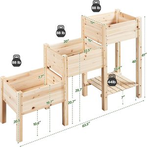 Maceta de jardín <span class=keywords><strong>vertical</strong></span> Cama de jardín elevada de <span class=keywords><strong>madera</strong></span> de 3 niveles para plantas, verduras, jardinería al aire libre Cajas de macetas elevadas - Product Image 4